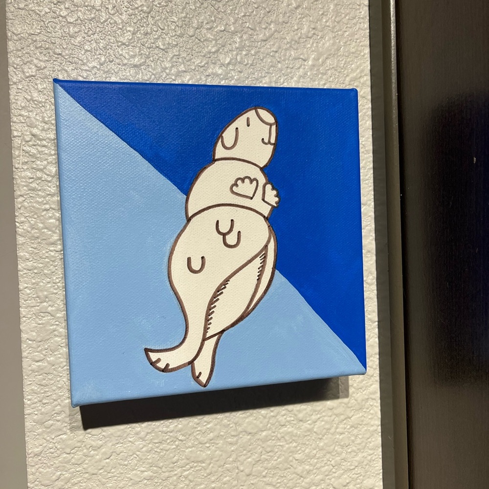 BLUEY Hand Painted Long Dog Mermaid Wall Art